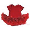 Red Baby Bodysuit Bling Red Sequins Pettiskirt JS4889